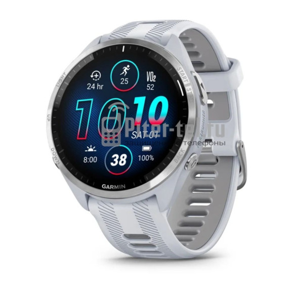 Умные часы Garmin Forerunner 965 белые, титановый безель, с белым ремешком